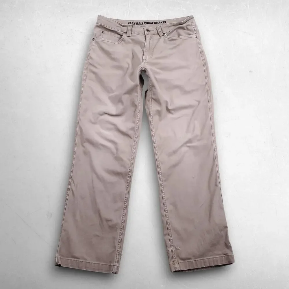Duluth Flex Ballroom Khaki Pants Men 32x30 Beige Stretch Straight Leg Work